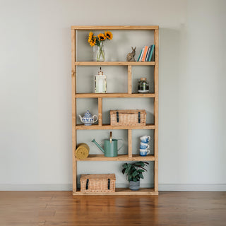 Elevate your decor with the Tall Bespoke Custom Rustic Ringwood Shelving Unit: Handcrafted from solid wood, it adds rustic charm and organization to your home.