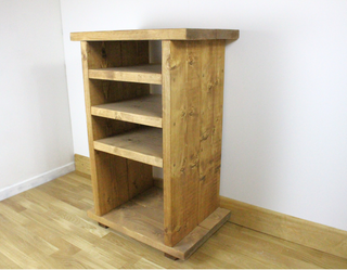 Explore the Hamptworth Rustic Solid Wood Handmade Hi-Fi Unit. Crafted from reclaimed timber, offering a stylish storage solution for your audio equipment.