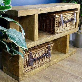 Elevate your space with the Litton Rustic Handmade Solid Wood Side Table, showcasing timeless craftsmanship and rustic charm in your home decor.