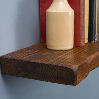 Introducing the Handmade Wall Mounted Shobley Floating Shelf: Crafted from solid wood, this rustic storage solution combines style and functionality for any space.