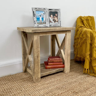 Introducing the Winford Handmade Reclaimed Solid Wood Side Table: Embrace eco-friendly elegance with this artisan-crafted masterpiece, adding rustic charm to your home.