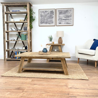 Winford Large Solid Wood Reclaimed Bookcase: A spacious and rustic addition to your home decor, handcrafted from reclaimed wood for sustainable style and ample storage.