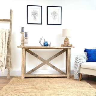Introducing the Winford Solid Wood Reclaimed Console Table with Storage: Elevate your space with this rustic yet functional masterpiece, crafted from reclaimed wood to offer both style and storage.