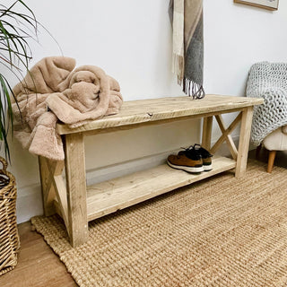 Winford Reclaimed Solid Wood Shoe Rack with Storage: A rustic and practical solution for organizing footwear, handcrafted from reclaimed wood with ample storage space.