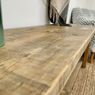 Yarmouth Solid Wood Reclaimed Shoe Rack Bench: A rustic and practical solution for shoe storage, featuring a larger gap design for added convenience and functionality.