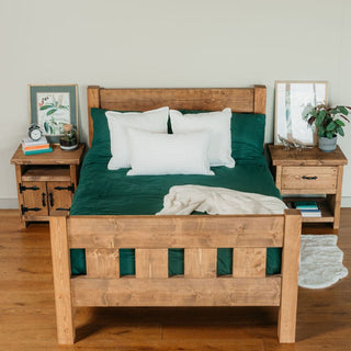 Experience the epitome of rustic luxury with our Handmade Solid Wood Mudeford Bed: Meticulously crafted in Hampshire, it exudes artisanal charm and enduring quality