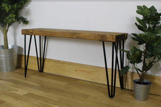 Enhance your hallway with the Linwood Solid Wood Rustic Industrial Hallway Table, crafted for durability and style, perfect for your entryway decor.