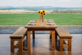 Complete your dining room ensemble with our Rustic Wooden Dining Bench: Handmade in Hampshire from solid, chunk wood, it's the perfect complement to our matching dining tables.