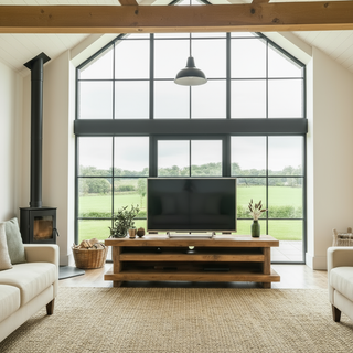 Ashlett Solid Wood Rustic Handmade Pine Tv Unit with Shelves