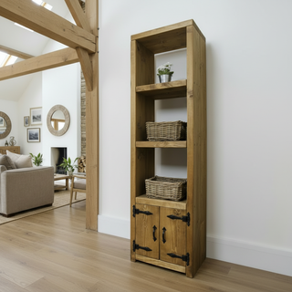 Buckland Tall Rustic Bookcase Display Cabinet with Doors