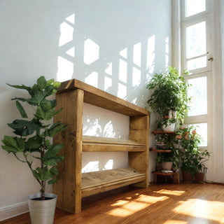 Transform your hallway with the Redlynch Handmade Solid Wood Rustic Shoe Rack: Featuring a rich dark oak finish, it's both stylish and practical.