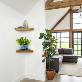 Hatfield Solid Wood Rustic Corner Floating Shelves