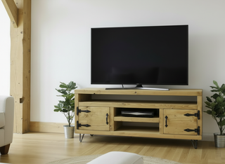Brook Solid Wood Rustic Handmade Tv Unit with Doors