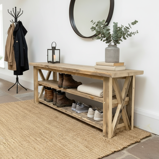 Winford Reclaimed Solid Wood Shoe Rack with Storage