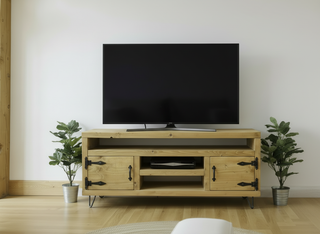 Brook Solid Wood Rustic Handmade Tv Unit with Doors