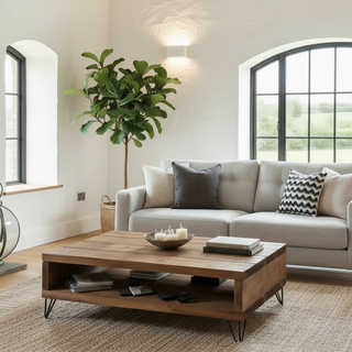 Frogham Rustic Industrial Coffee Table with Storage