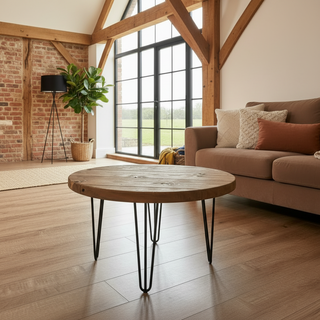 Hampton Handmade Rustic Round Industrial Coffee Table