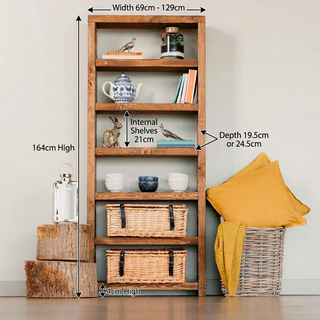 Highcliffe Solid Wood Rustic Tall Bookcase Shelving Unit