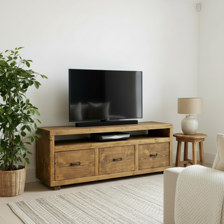 Highwood Solid Wood Rustic Handmade Tv Unit with Drawers