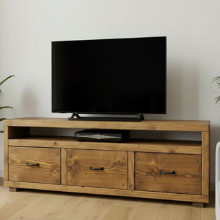 Highwood Solid Wood Rustic Handmade Tv Unit with Drawers