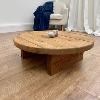 Salisbury Solid Wood Rustic Round Low Coffee Table