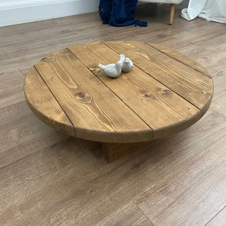 Salisbury Solid Wood Rustic Round Low Coffee Table