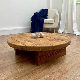 Salisbury Solid Wood Rustic Round Low Coffee Table