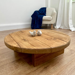 Salisbury Solid Wood Rustic Round Low Coffee Table