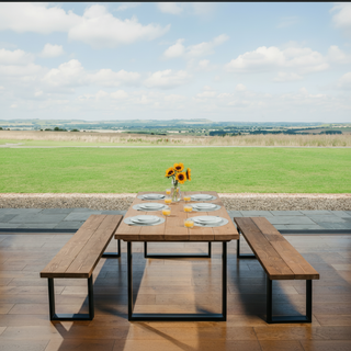 Moorland Handmade Industrial Dining Table with Metal Legs