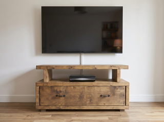 Lockerley Solid Wood Rustic Tv Entertainment Console Table with Drawer