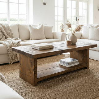 Lymington Handmade Rustic Wood Coffee Table with Shelf