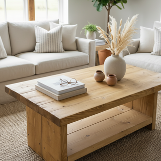 Lymington Handmade Rustic Wood Coffee Table with Shelf