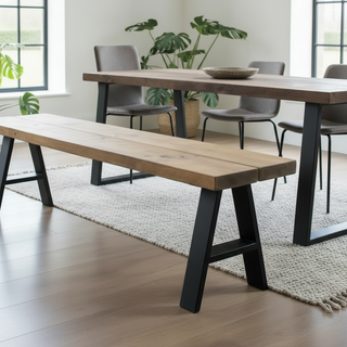 Moorland Industrial Dining Bench with Metal Legs