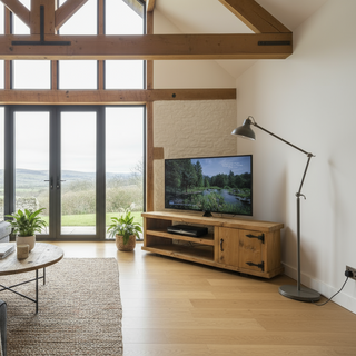 Plaitford Solid Wood Rustic Handmade Large Corner Media Unit