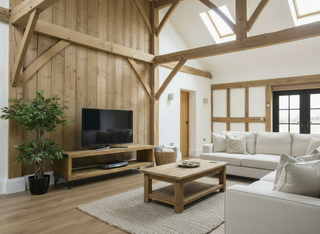 Romsey Solid Wood Rustic Tv Console with Open Shelving