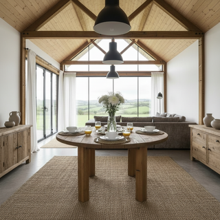 Dalstan Handmade Rustic Round Wooden Dining Table