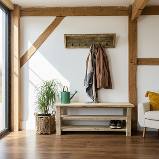 Ryde Handcrafted  Reclaimed Wood Shoe Rack with Shelf