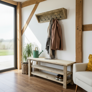 Ryde Handcrafted  Reclaimed Wood Shoe Rack with Shelf