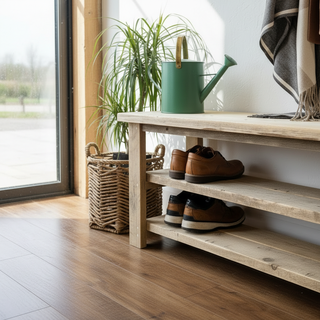 Ryde Handcrafted  Reclaimed Wood Shoe Rack with Shelf
