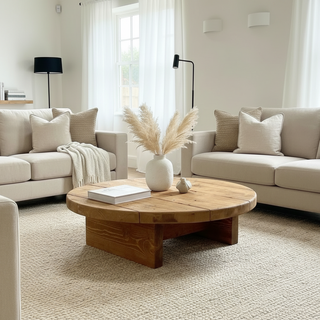 Salisbury Solid Wood Rustic Round Low Coffee Table