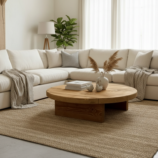 Salisbury Solid Wood Rustic Round Low Coffee Table