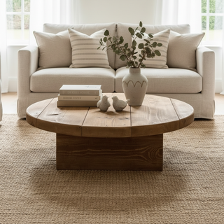 Salisbury Solid Wood Rustic Round Low Coffee Table