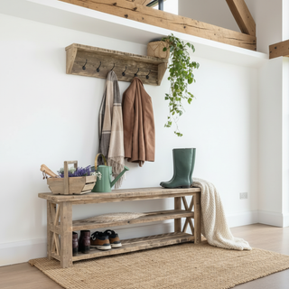 Bolton Solid Wood Reclaimed Coat Rack with Shelf
