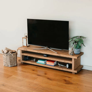 The Norleywood TV unit, a rustic wooden entertainment unit designed for your living room, offers both style and functionality. Crafted from solid wood, making it an ideal console unit for your TV media needs. 