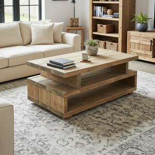 Aston Rustic Wood Coffee Table with Storage