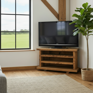 Bolderwood Solid Wood Corner Tv Unit with Shelves