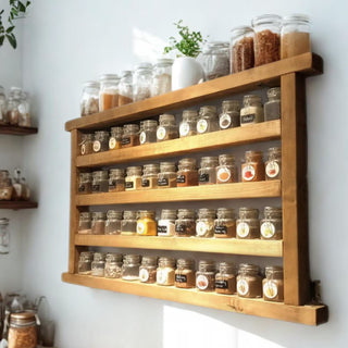 Berryfield Handmade Rustic Solid Wood Spice Rack Storage Unit