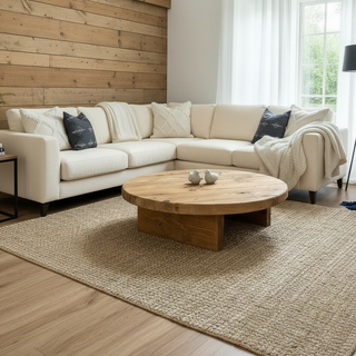 Salisbury Solid Wood Rustic Round Low Coffee Table