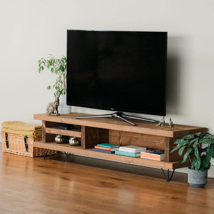 Handmade Solid Wood Rustic Blissford Extra Wide Tv Unit