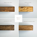 4 images showing our rustic wood colour finishes, Dark Oak oil (Matte finish), Medium Oak oil (matte finish), Jacobean Wax (Dark brown appearance), Rugger brown wax (medium to dark brown finish)